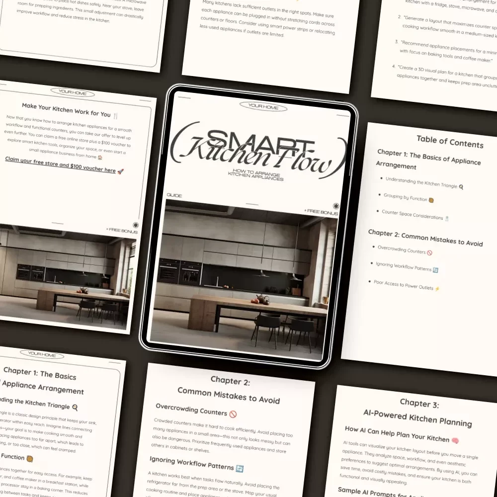 Smart Kitchen Flow | Digital Kitchen Organization Guide, AI-Powered Kitchen Planning eBook, Home Cooking Workflow & Appliance Arrangement Checklist