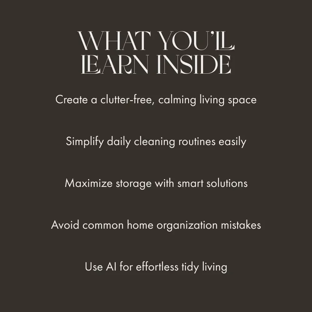 Tidy Living Room Made Simple | Minimalist Home Guide, Digital Decluttering eBook, Smart Storage & AI Organization Tips
