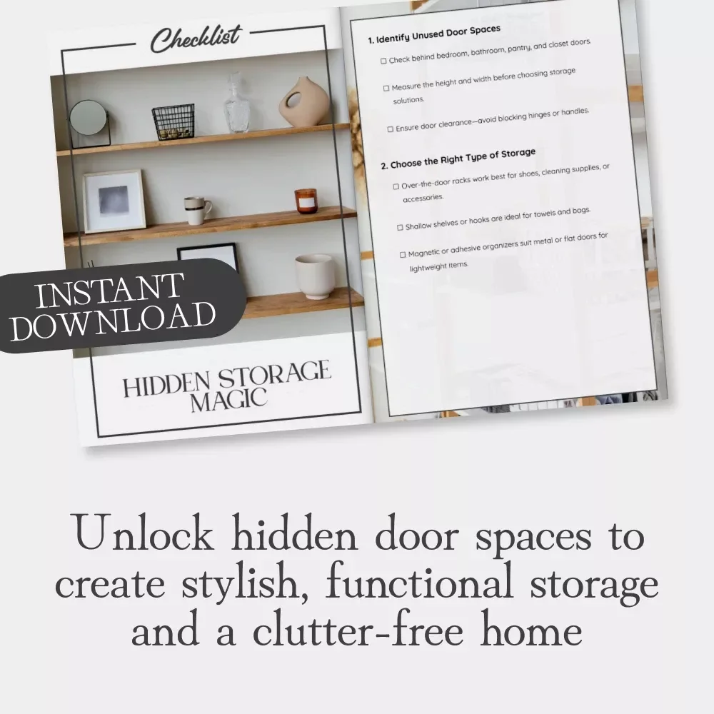 Hidden Storage Magic | Printable Home Organization Guide | Door Storage Ideas | Small Space Organizer | Minimalist Decluttering eBook