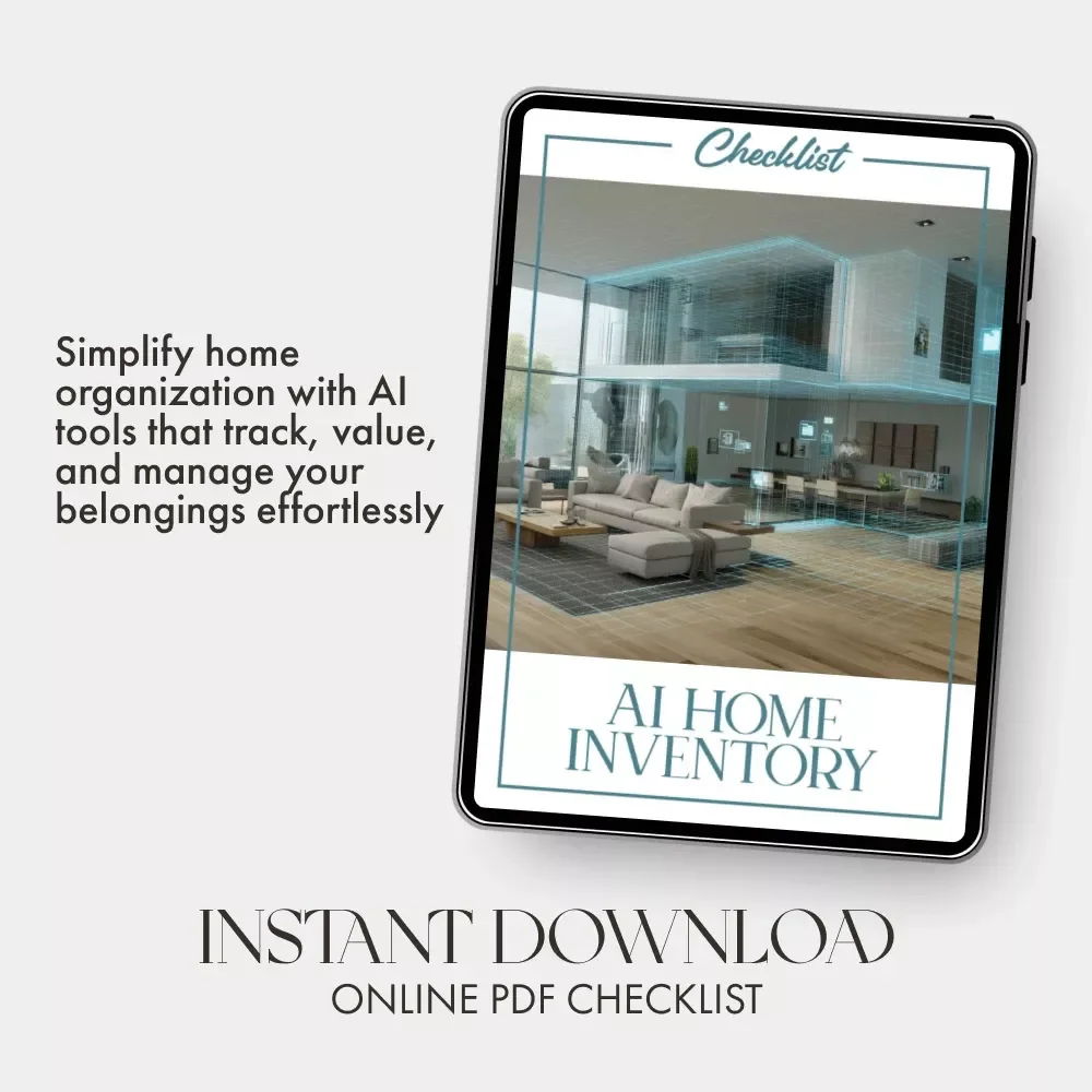 AI Home Inventory Checklist | Digital Download Guide | How to Use AI to Track Your Home Inventory | Smart Home Organization Template