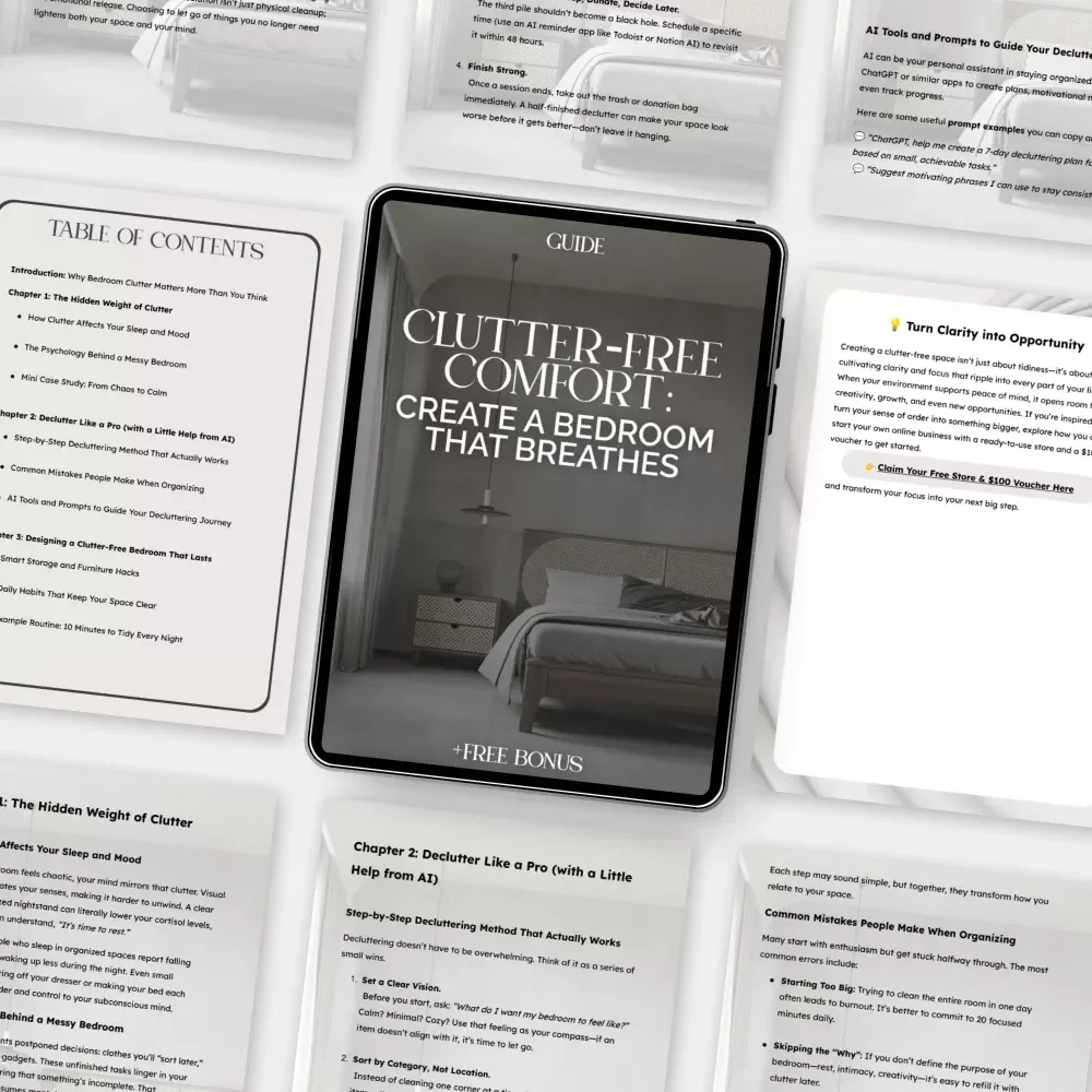 Clutter-Free Comfort: Create a Bedroom That Breathes | Digital Decluttering Guide for Peaceful Sleep & Minimalist Living | Tips for Keeping Bedroom Clutter Free