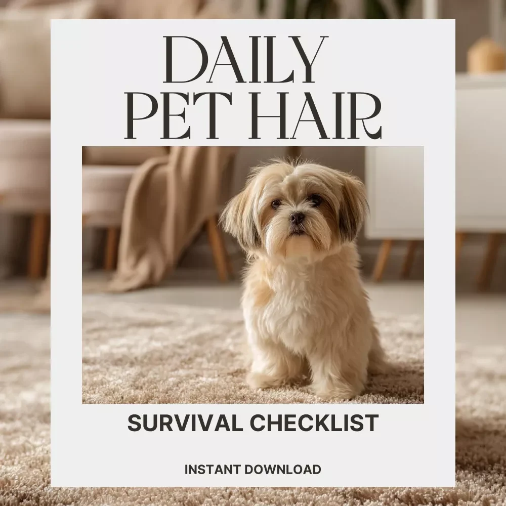 The Daily Pet Hair Survival Checklist | Printable Pet Hair Cleaning Guide | Digital Pet Grooming & Home Cleaning eBook for Dog & Cat Owners | AI Smart Cleaning Companion