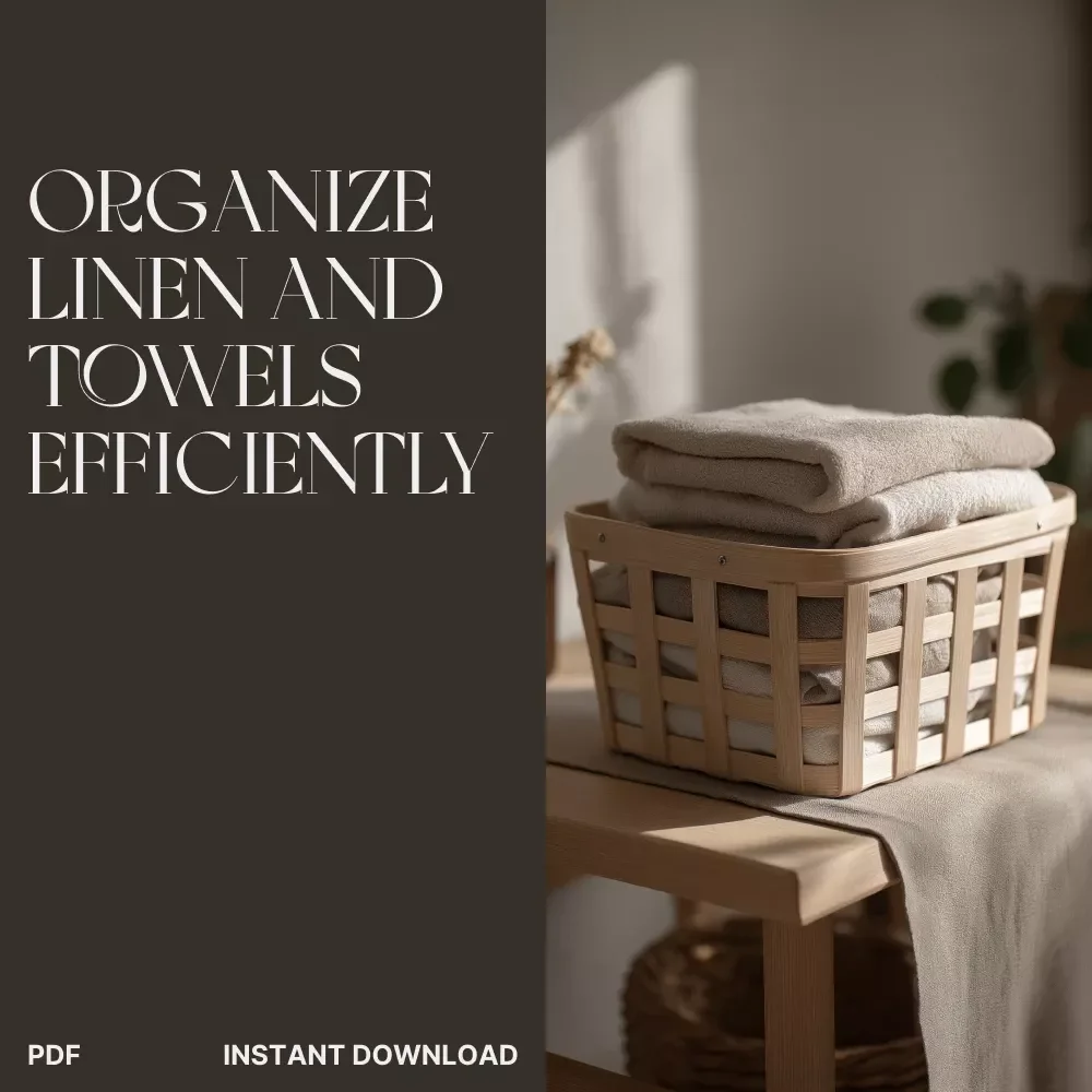 How to Organize Linen and Towels Efficiently | Printable Home Organization Checklist | Declutter, Sort & Store Like a Pro
