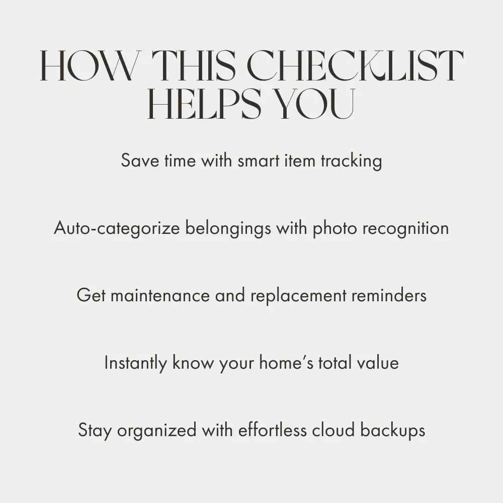 AI Home Inventory Checklist | Digital Download Guide | How to Use AI to Track Your Home Inventory | Smart Home Organization Template
