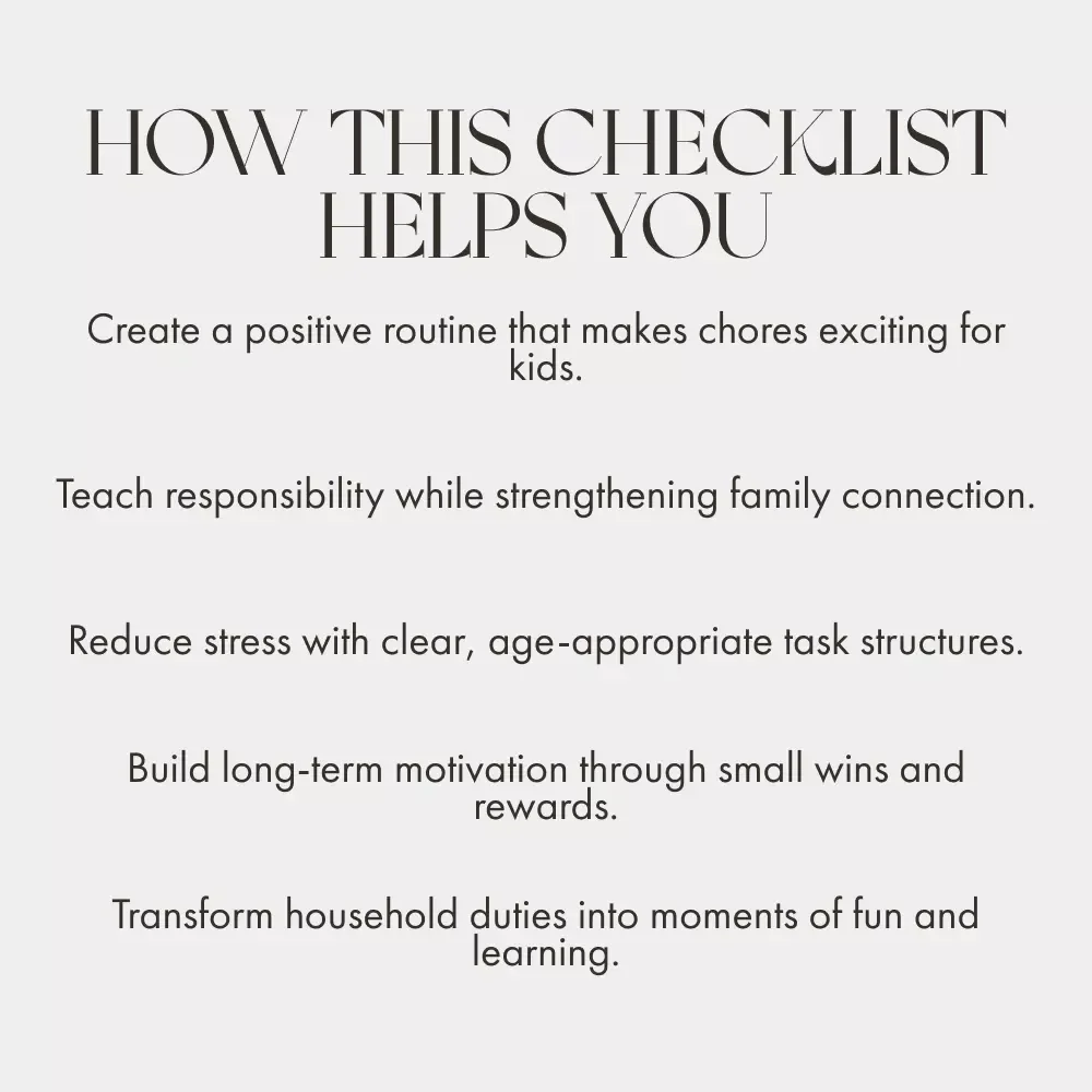 Spark Joy & Teamwork: Motivating Kids to Do Chores | Printable Checklist | Fun Family Chore Chart | Best Way to Motivate Children to Do Chores | Digital Download for Parents