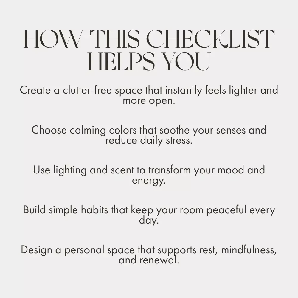 Calm & Cozy: Your Checklist for a Peaceful Room | Digital Download for Creating a Serene Space | How to Make a Room Feel Calm and Peaceful Printable Guide
