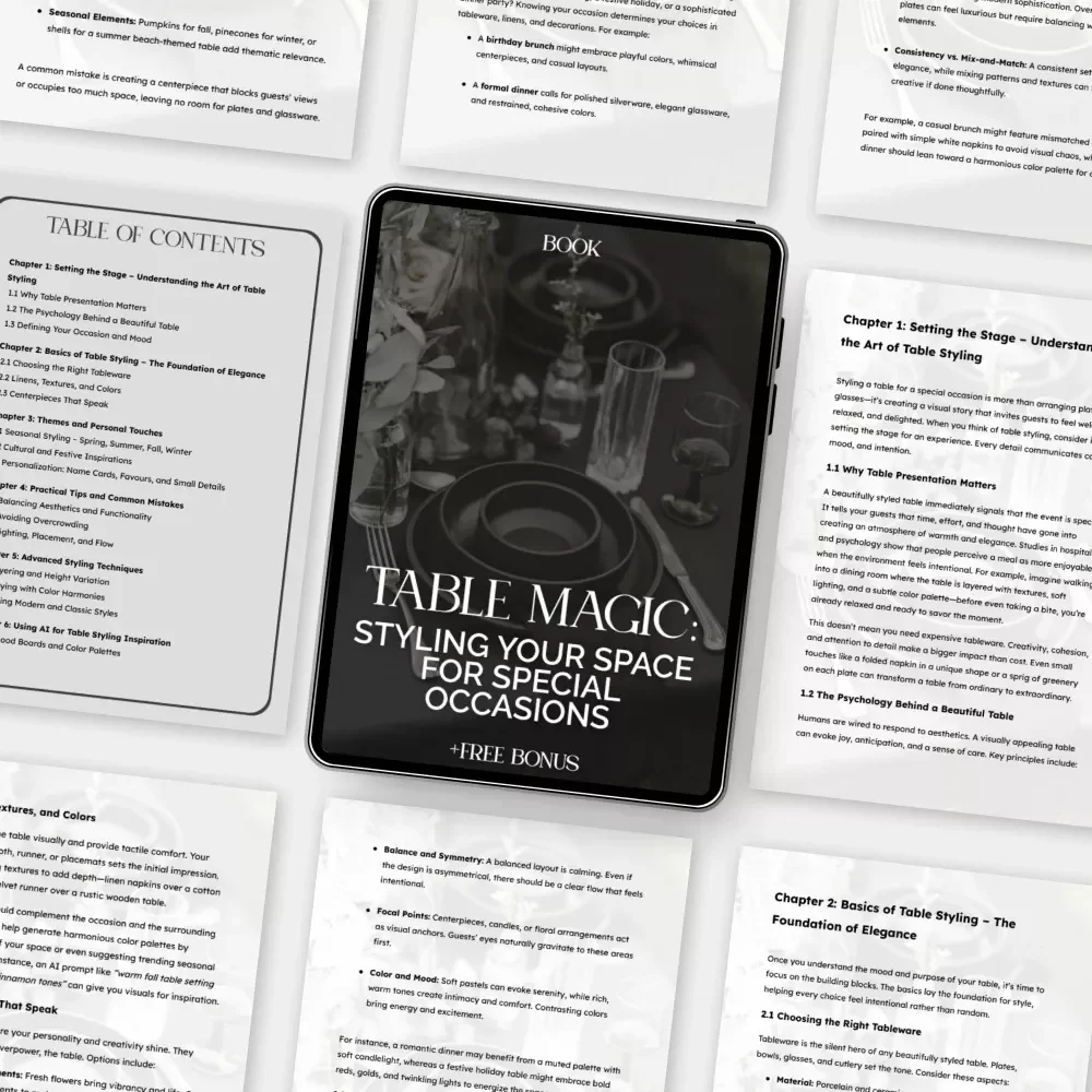 Table Magic: Styling Your Space for Special Occasions | How to Style Tables for Special Occasions | Elegant Table Styling eBook Guide