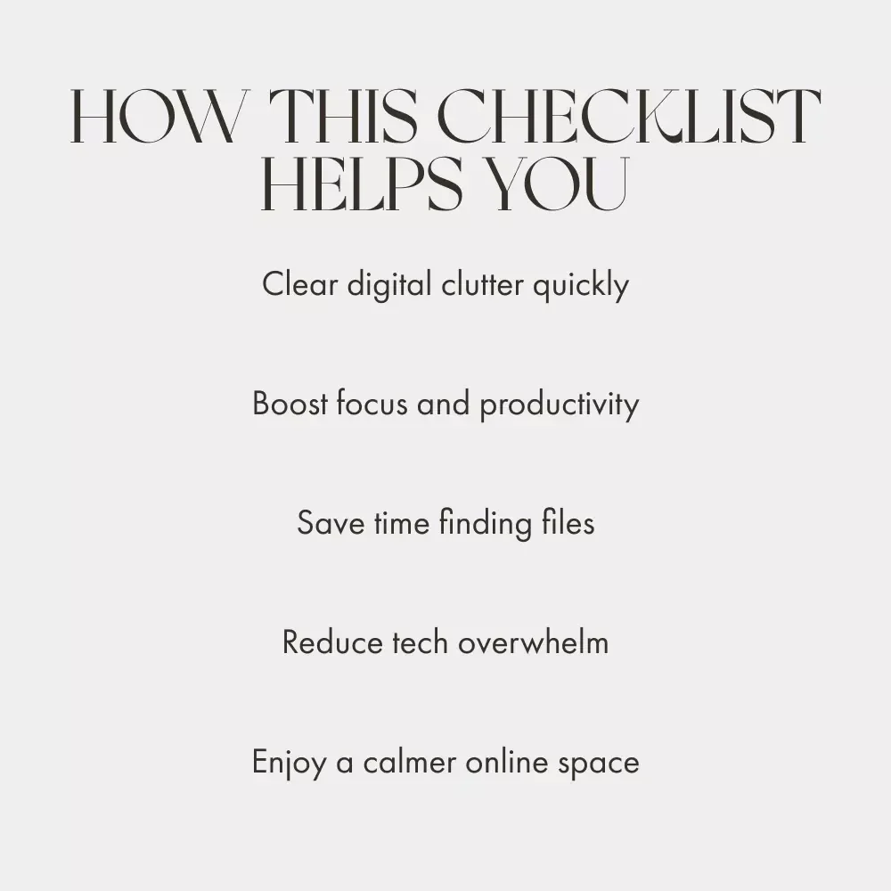 Digital Declutter: Your Cleanup Checklist | Printable & Digital Guide to How to Declutter Your Digital Space for a Fresh, Organized Mind