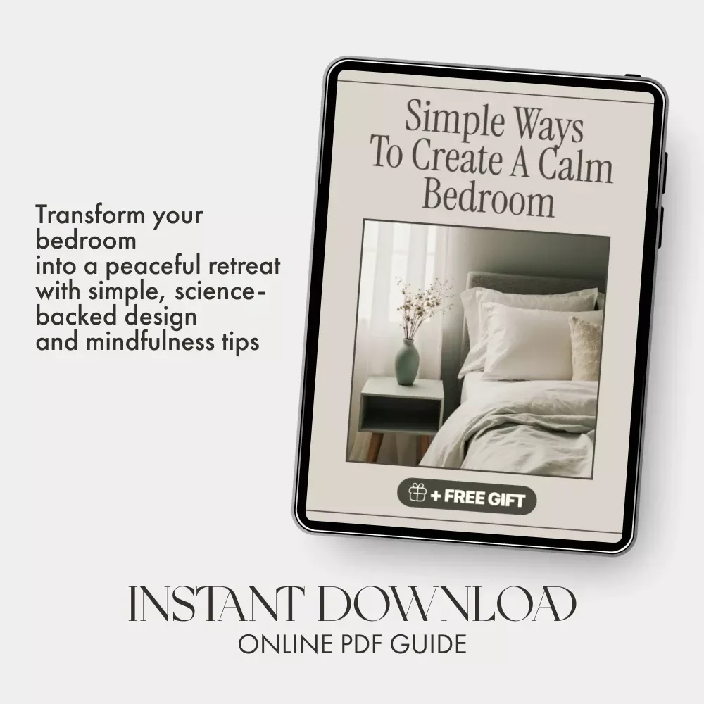Simple Ways to Create a Calm Bedroom | Ebook for Mindful Living | Digital Download Guide with Tips for Calm Bedroom Atmosphere, Decluttering, Lighting & Relaxation