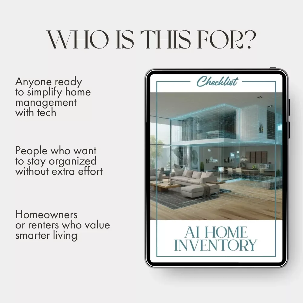 AI Home Inventory Checklist | Digital Download Guide | How to Use AI to Track Your Home Inventory | Smart Home Organization Template