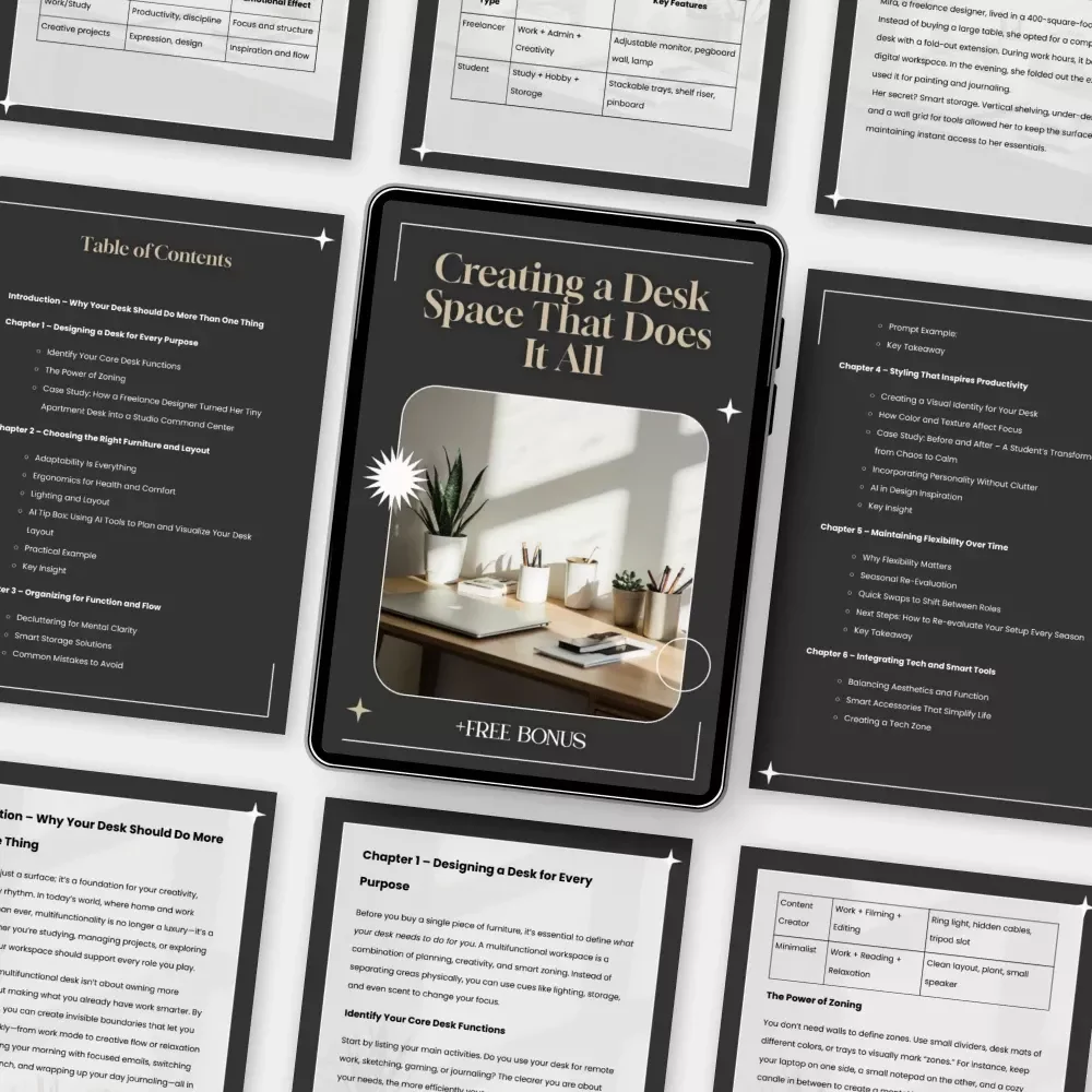 Creating a Desk Space That Does It All – Ebook | How to Set Up Multi Functional Desk Space | Home Office Design Guide for Productivity & Inspiration