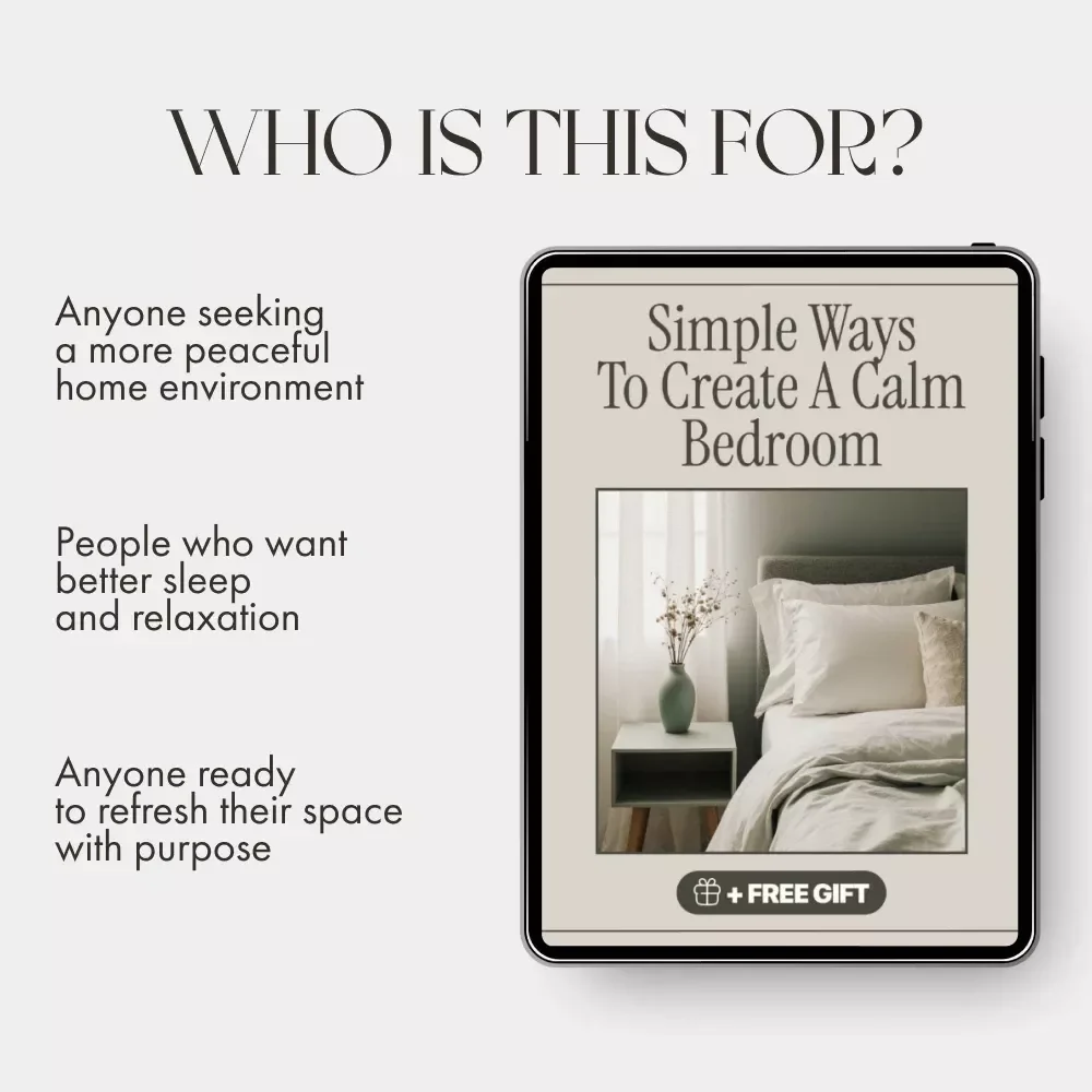 Simple Ways to Create a Calm Bedroom | Ebook for Mindful Living | Digital Download Guide with Tips for Calm Bedroom Atmosphere, Decluttering, Lighting & Relaxation