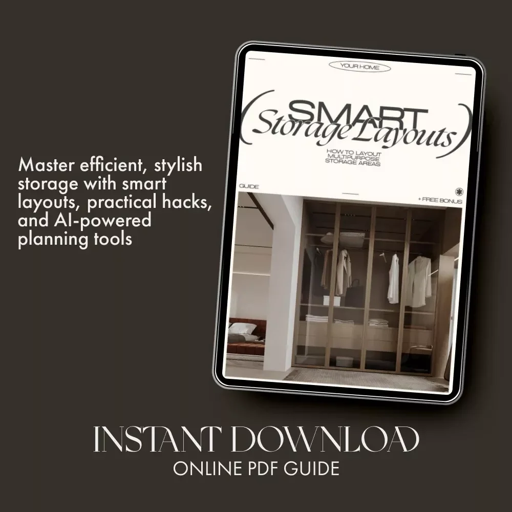Smart Storage Layouts | Space-Saving Home Organization Guide | Digital Download eBook for Efficient Storage, Multipurpose Room Design & AI-Powered Planning