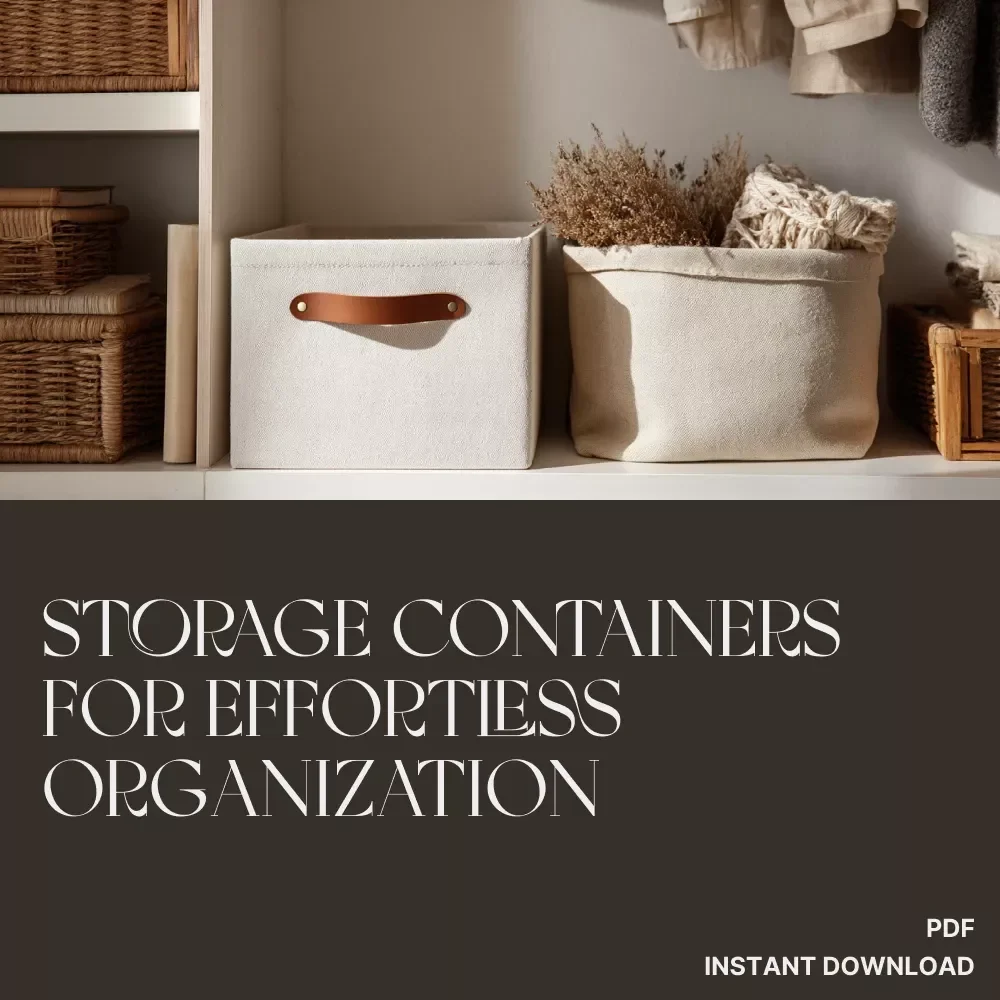 Mastering Storage Containers for Effortless Organization | Home Organization eBook | Decluttering & Space Optimization Digital Guide