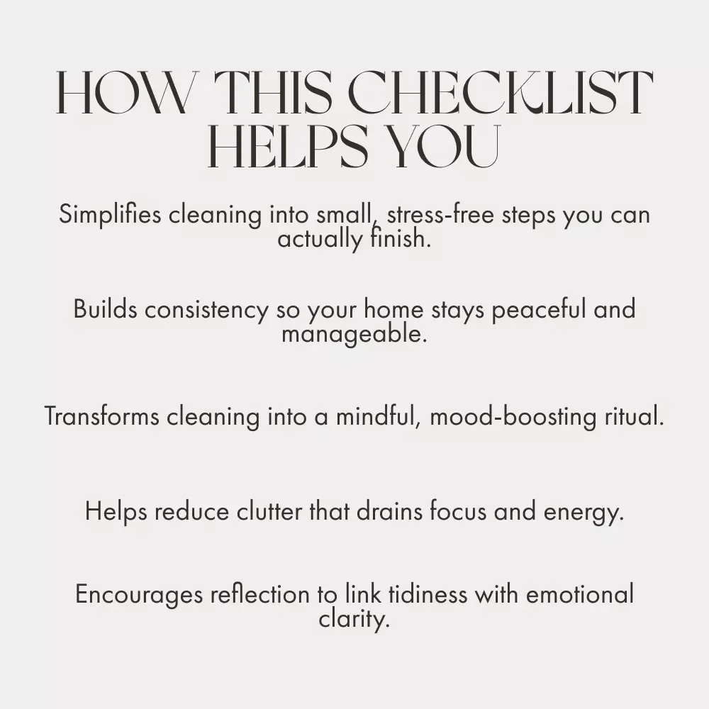 Planning Cleaning for Mental Health – Printable Checklist for Stress-Free Cleaning Routine | Digital Download Guide for Mindful Living & Self-Care