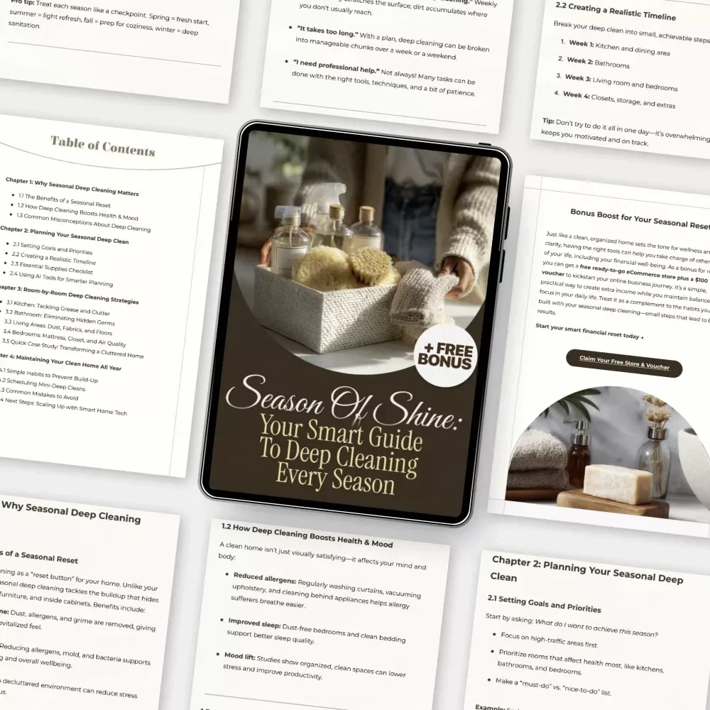 Seasons of Shine: Your Smart Guide to Deep Cleaning Every Season | Printable Home Cleaning Planner | Seasonal Deep Cleaning eBook | how to plan seasonal deep cleaning