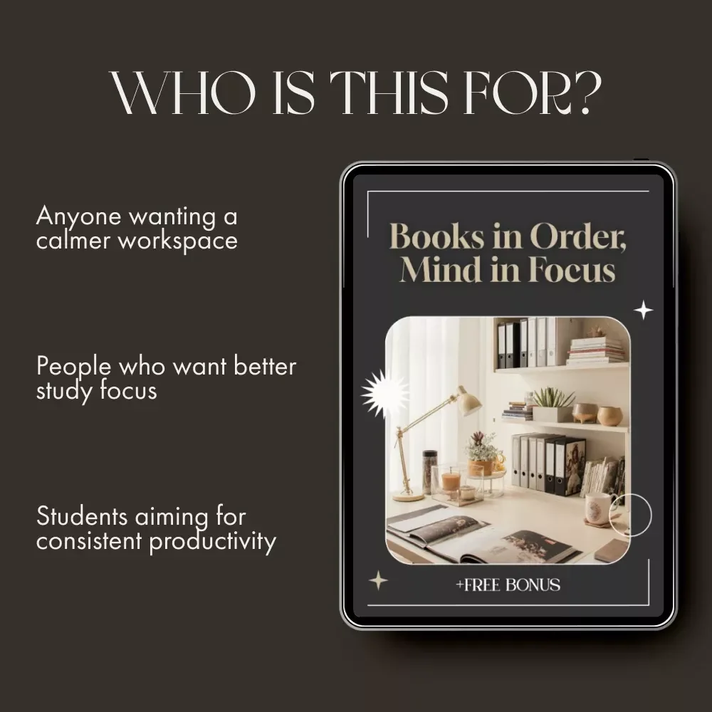Books in Order, Mind in Focus | Digital Guide for the Best Way to Organize Books and School Materials | Study Organization eBook & Printable Checklist