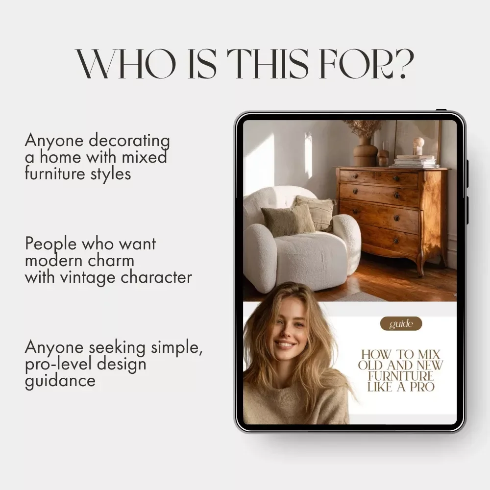 How to Mix Old and New Furniture Like a Pro | Interior Design Guide for Stylish, Balanced Spaces | Digital Download Home Styling eBook on how to mix old and new furniture with timeless results