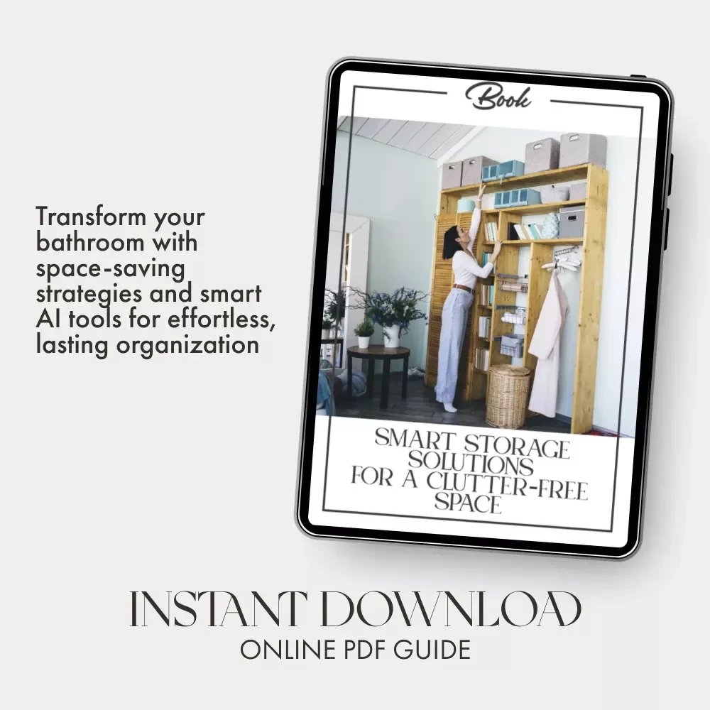 Smart Storage Solutions for a Clutter-Free Space | Bathroom Organization eBook | Organizing Bathroom Storage Tips & AI Smart Home Guide
