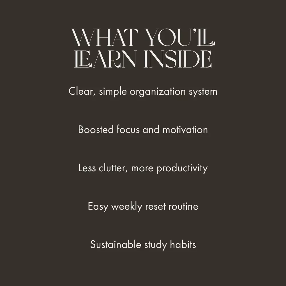 Books in Order, Mind in Focus | Digital Guide for the Best Way to Organize Books and School Materials | Study Organization eBook & Printable Checklist