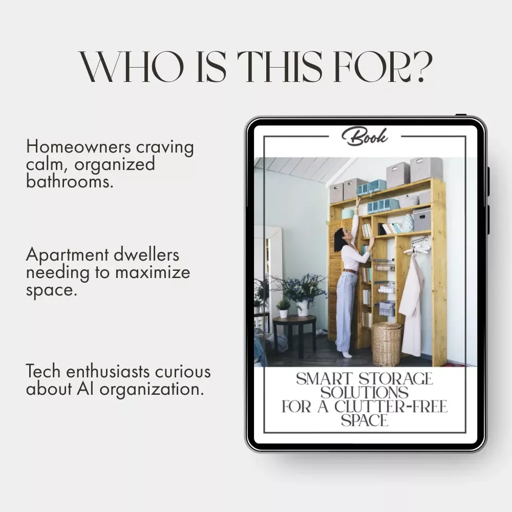 Smart Storage Solutions for a Clutter-Free Space | Bathroom Organization eBook | Organizing Bathroom Storage Tips & AI Smart Home Guide