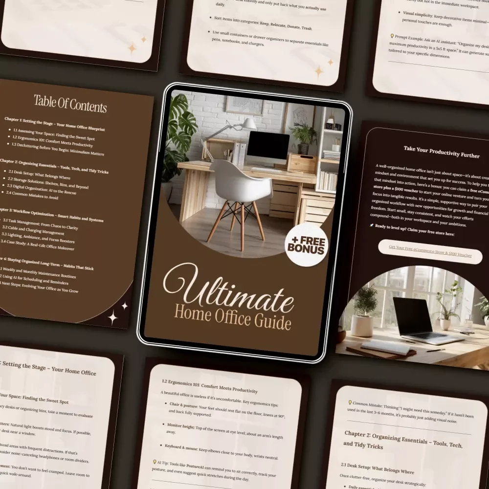 Your Ultimate Home Office Guide | Digital Download | How to Organize a Home Office for Productivity, Focus & Style | Printable eBook & Workspace Setup Planner