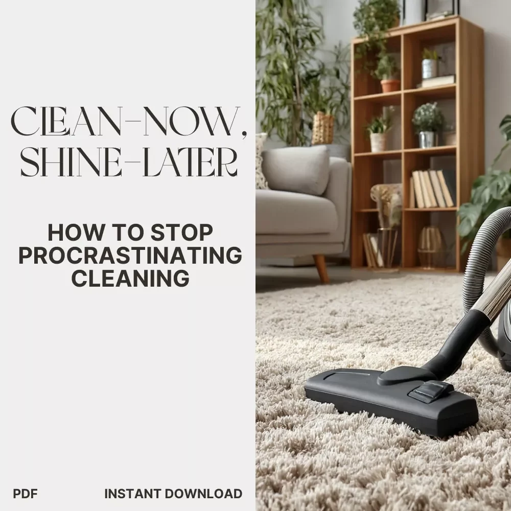 The “Clean-Now, Shine-Later” Checklist | Digital Cleaning Motivation Guide | Printable How to Stop Procrastinating Cleaning Checklist for Home & Mindset Reset