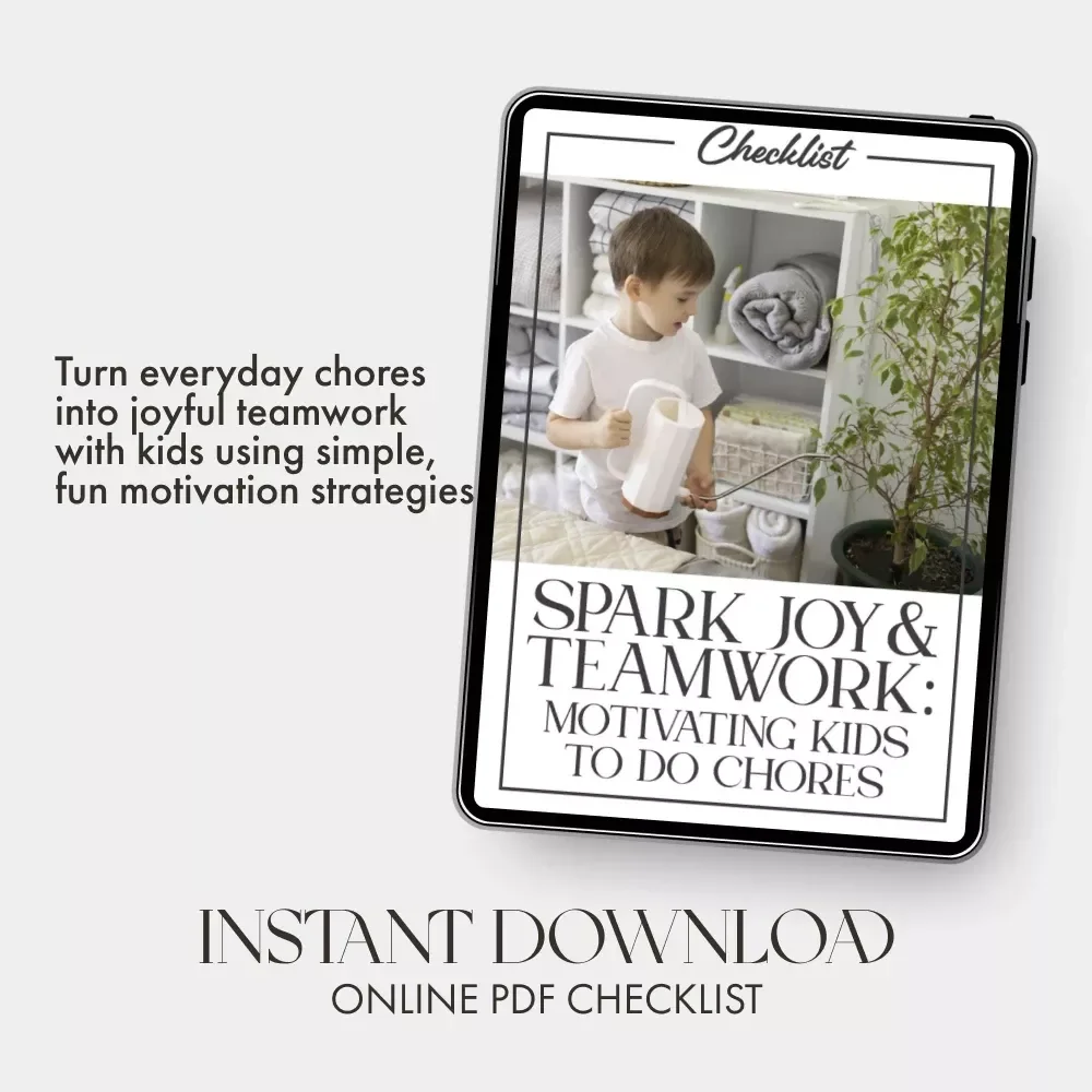 Spark Joy & Teamwork: Motivating Kids to Do Chores | Printable Checklist | Fun Family Chore Chart | Best Way to Motivate Children to Do Chores | Digital Download for Parents