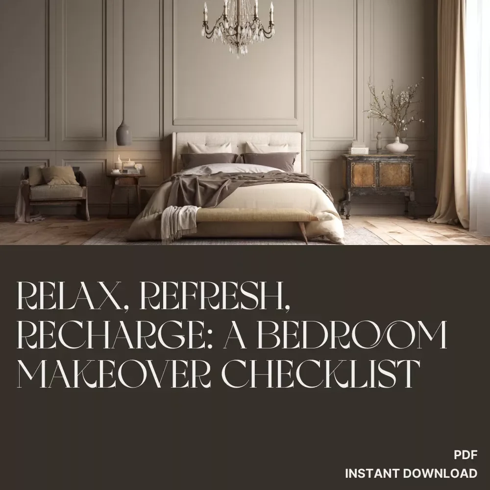 Relax, Refresh, Recharge: A Bedroom Makeover Checklist | Digital Home Décor Guide, Bedroom Retreat Transformation, Printable Self-Care Checklist for Peaceful Sleep & Mindful Living