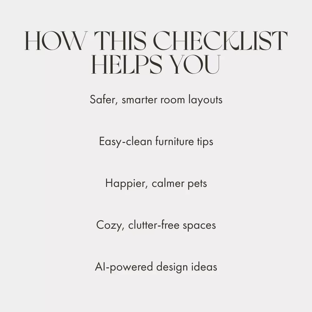 A Pet-Friendly Furniture Arrangement Checklist | Digital Download Home Design Guide | How to Arrange Furniture with Pets | Cozy, Safe & Stylish Pet Zones