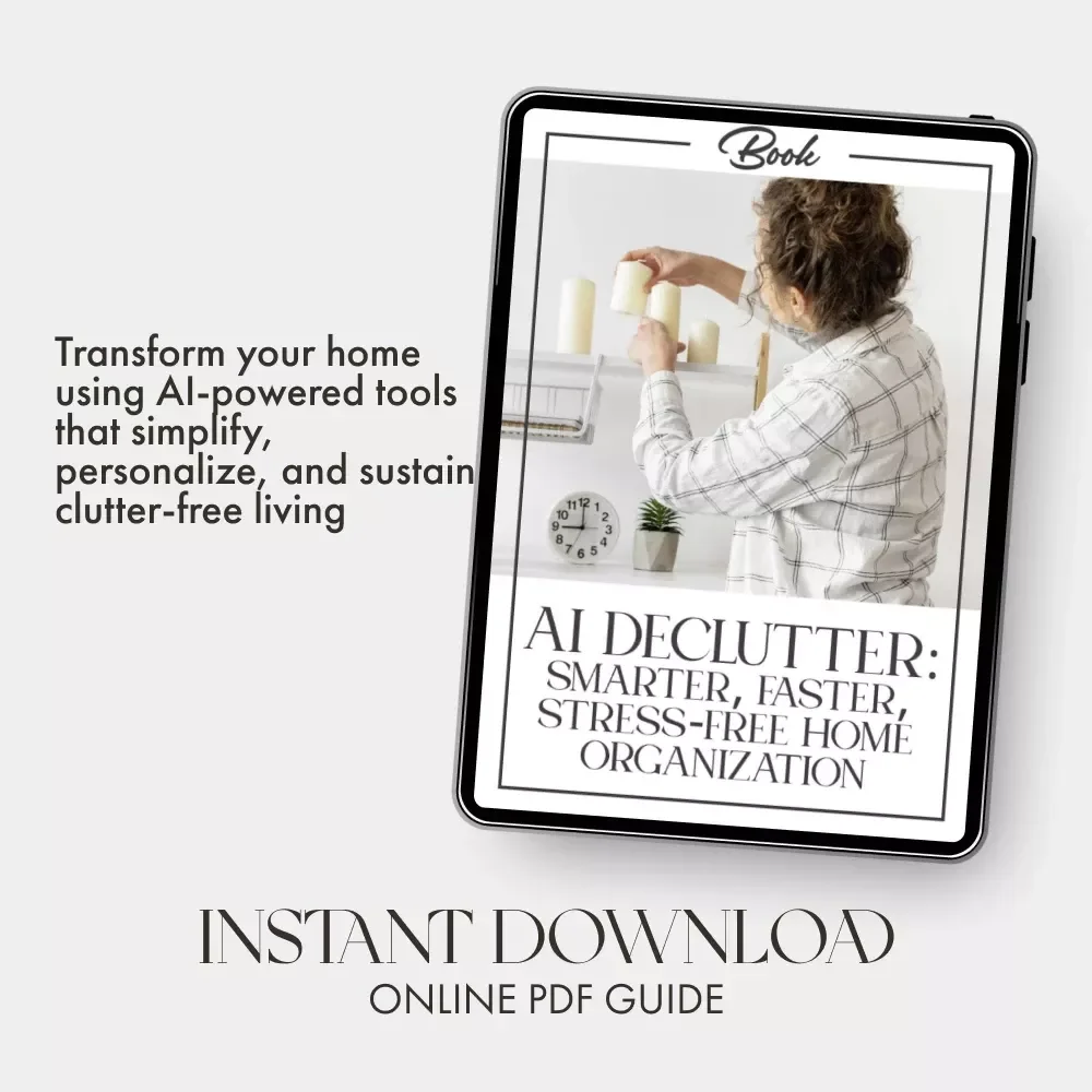 AI Declutter: Smarter, Faster, Stress-Free Home Organization | eBook on How to Use AI to Help Me Declutter | Digital Download Guide for Effortless Home Organization