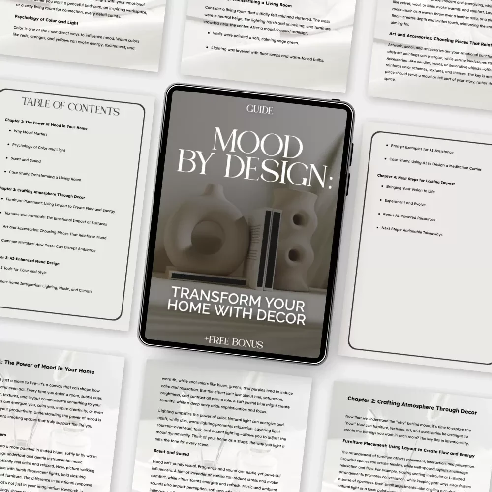 Mood by Design: Transform Your Home with Decor | Digital Home Styling Guide | How to Use Decor to Create Mood | AI Interior Design Tips