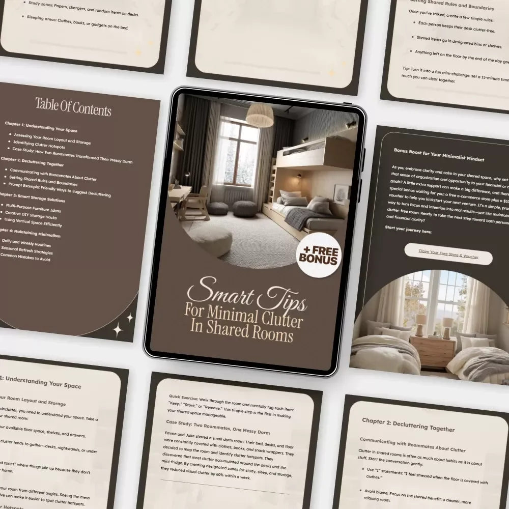 Smart Tips for Minimal Clutter in Shared Rooms | Minimalist Living eBook | Roommate Organization Guide | Digital Download for Shared Spaces