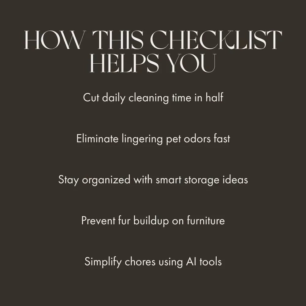 Easy Pet Mess Hacks That Work | Printable Pet Cleaning Checklist | Simple Hacks to Help with Pet Mess | Digital Download for Pet Owners
