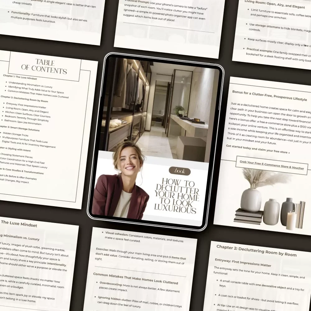 How to Declutter Your Home to Look Luxurious | Modern Minimalist eBook Guide for Creating an Expensive-Looking Space
