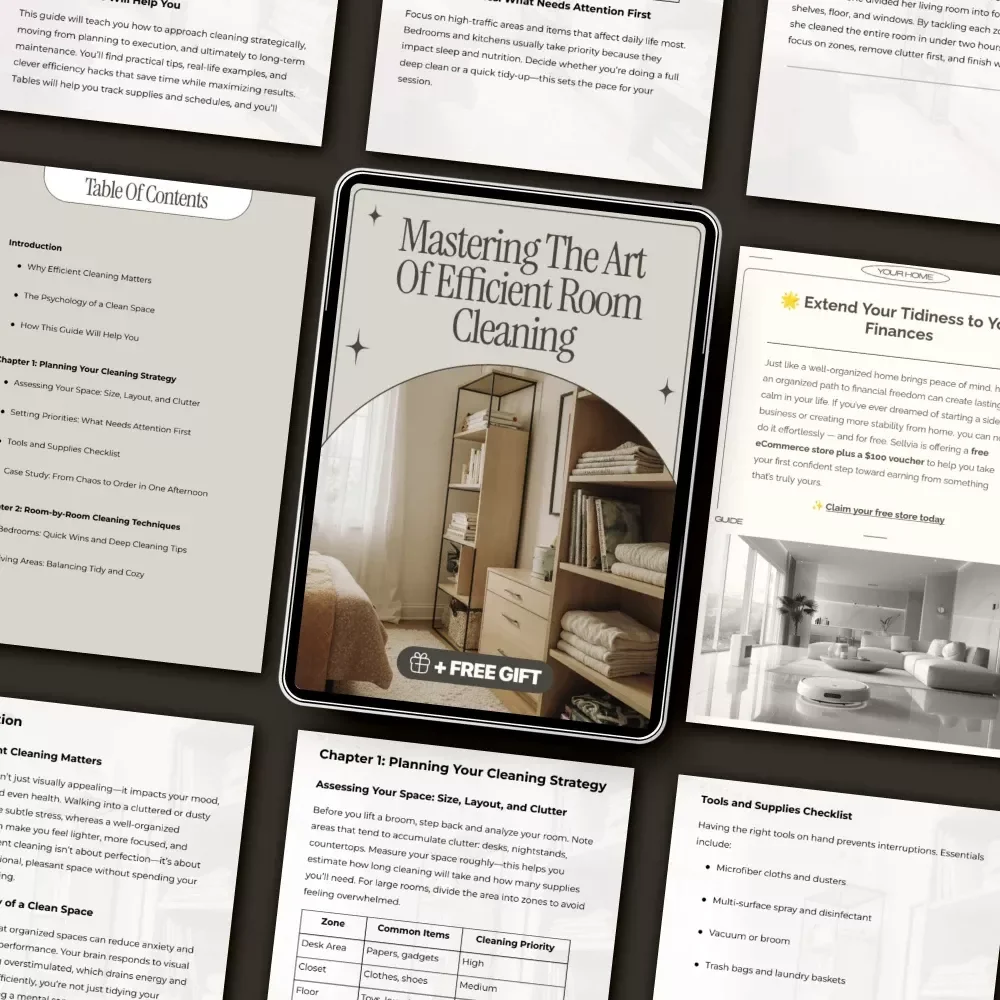 Mastering the Art of Efficient Room Cleaning | The Ultimate Digital Guide to the Best Way to Clean Rooms Efficiently, Save Time & Stay Organized
