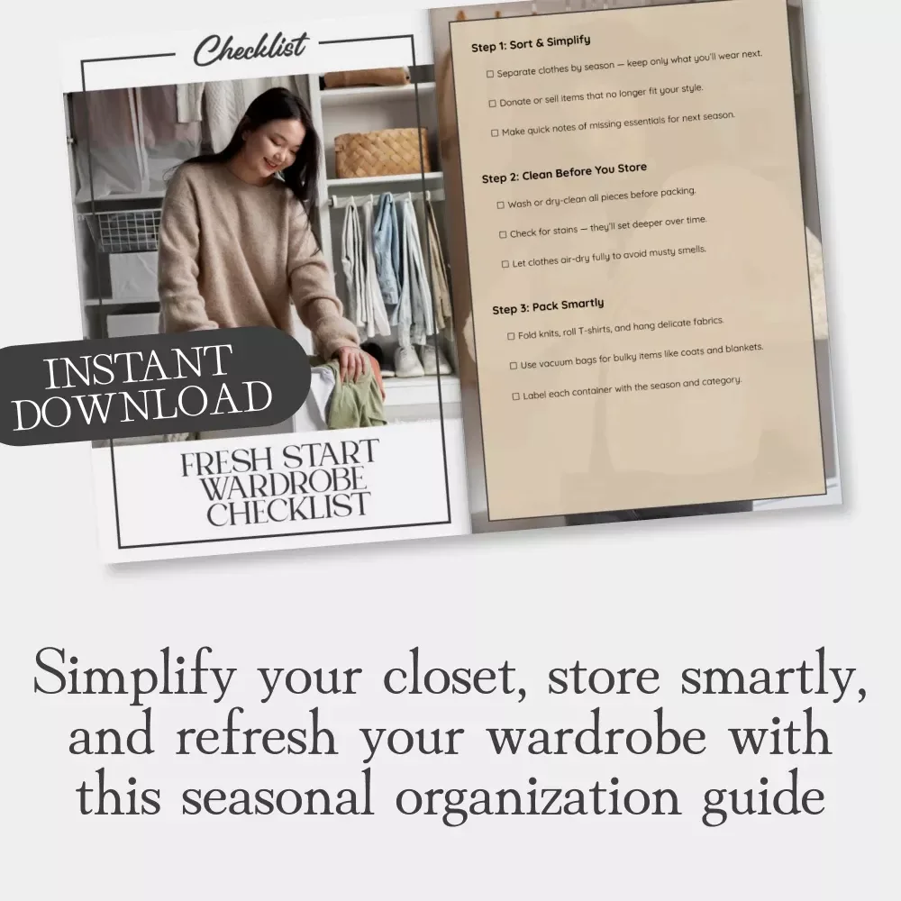 Fresh Start Wardrobe Checklist | Printable Closet Organization Guide | Seasonal Clothing Storage Planner | Digital Download for Decluttering & Capsule Wardrobe Lovers