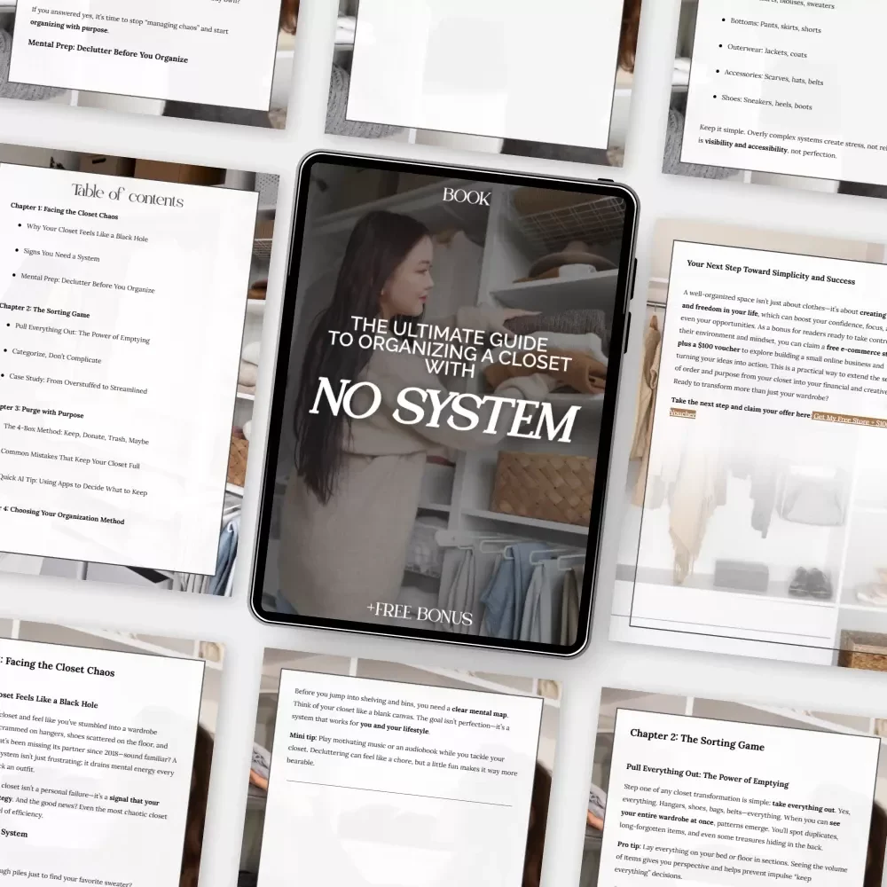 The Ultimate Guide to Organizing a Closet with No System: How to Organize a Closet with No System eBook, Step-by-Step Closet Decluttering & Organization Guide