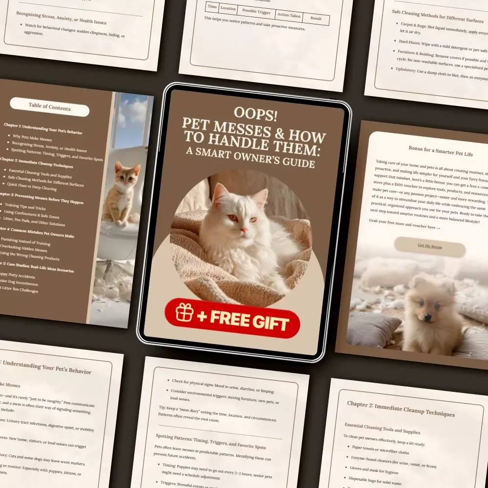 Oops! Pet Messes & How to Handle Them: A Smart Owner’s Guide | Pet Accident Cleanup eBook | Digital Download for Pet Owners | What to Do When Pets Make Mess in the House | Training, Cleaning & Prevention Tips