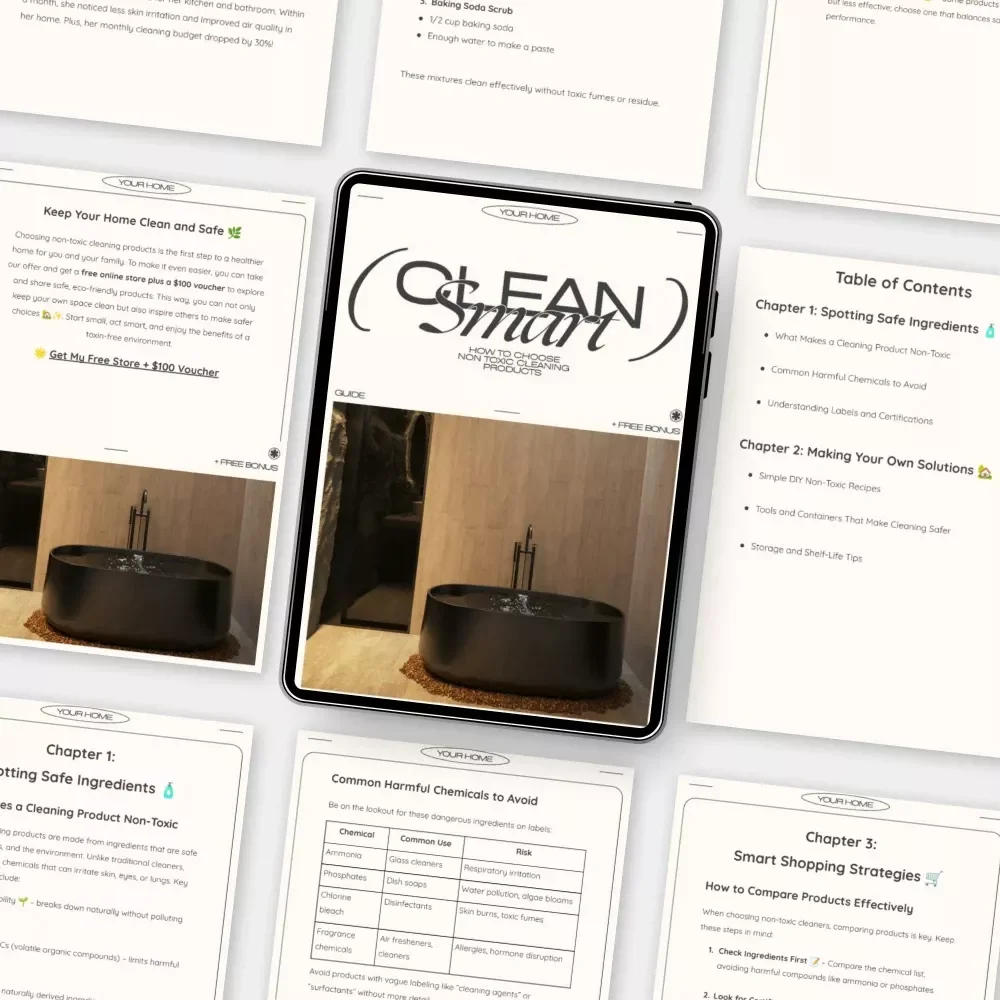 Clean Smart | Non-Toxic Cleaning Guide & DIY Solutions | Eco-Friendly Home Cleaning eBook | Safe Ingredient Checklist & AI Cleaner Finder
