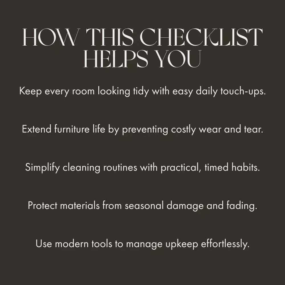 Keep Your Furniture Looking Fresh – Printable Home Care Checklist | Digital Download for How to Keep Furniture Looking New Longer | Easy Furniture Maintenance & Cleaning Guide