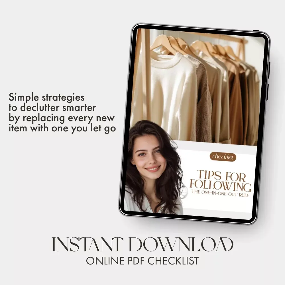 Tips for Following the One-In-One-Out Rule | Printable Minimalist Checklist | Decluttering Guide | Digital Download for Simple Living | tips for following one in one out rule