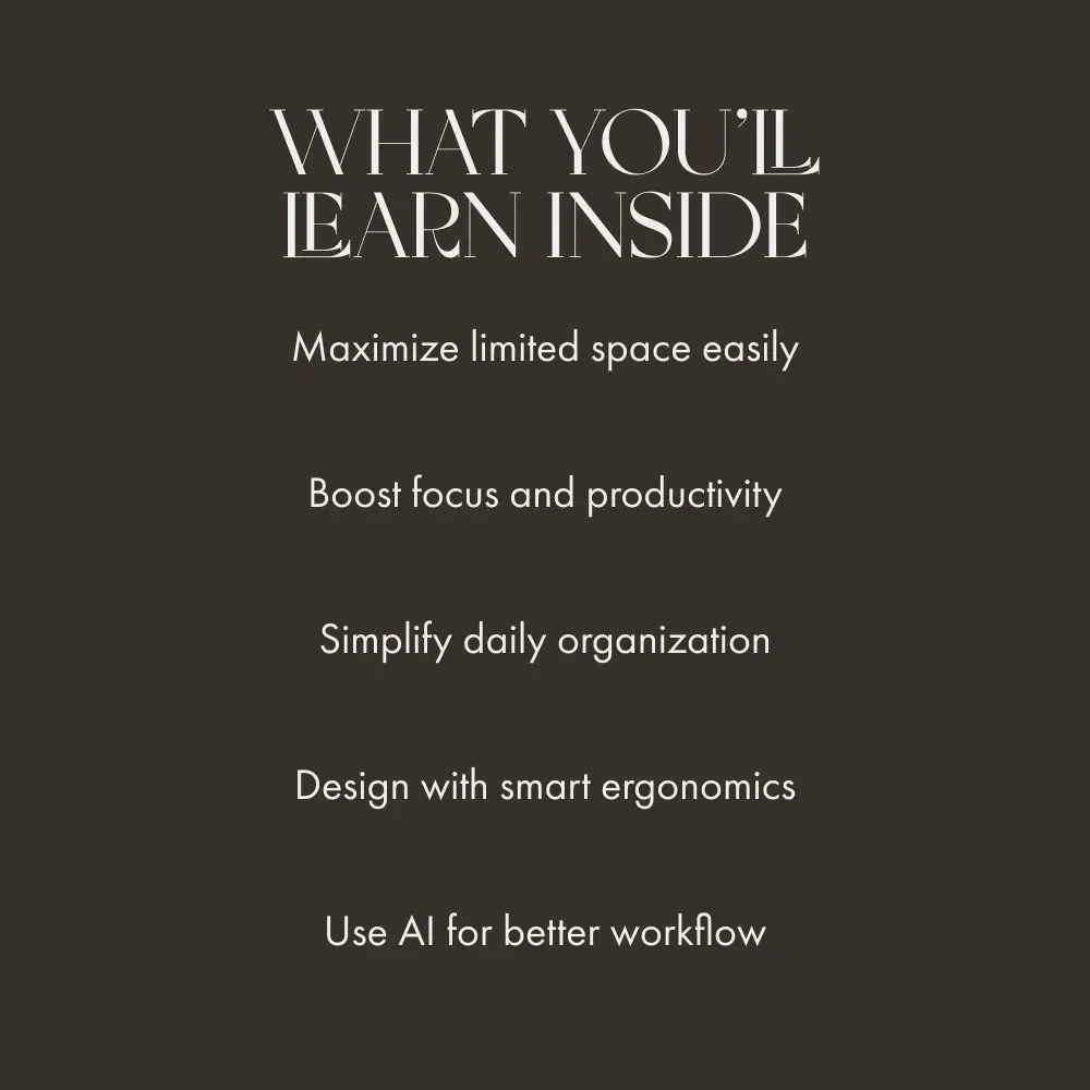 Tiny Desk, Big Impact | Small Space Home Office Guide | Minimalist Productivity eBook | AI Tools & Organization Tips for Remote Work