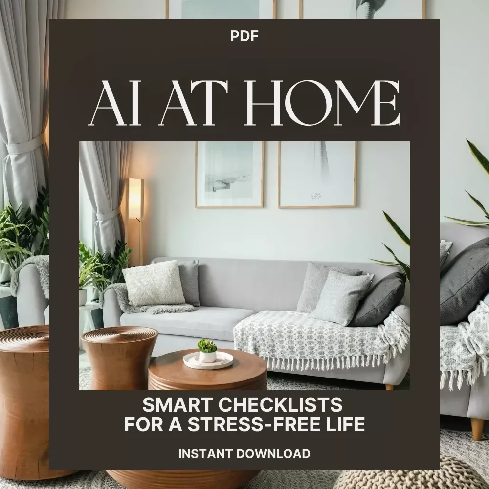 AI at Home: Smart Checklists for a Stress-Free Life | Digital eBook Guide on how to use AI for home checklists | AI-Powered Home Organization & Productivity Planner