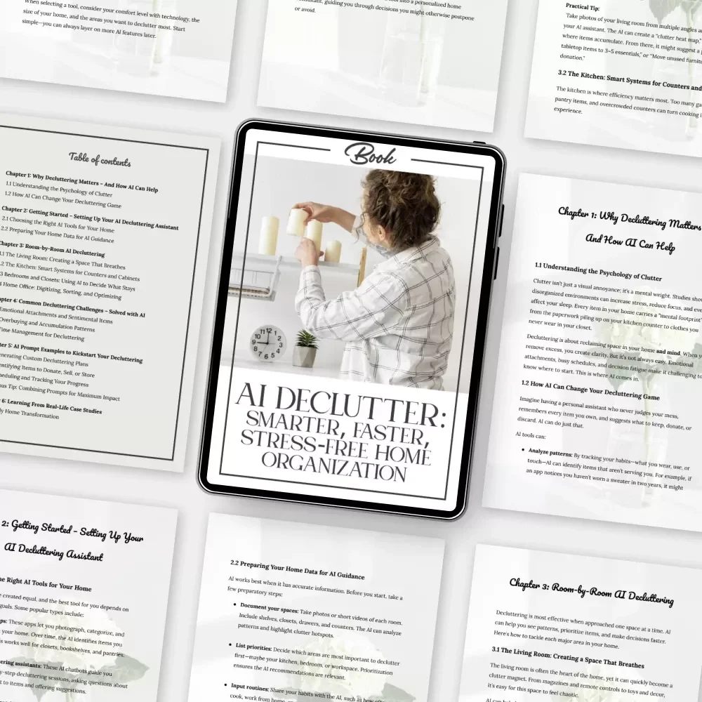 AI Declutter: Smarter, Faster, Stress-Free Home Organization | eBook on How to Use AI to Help Me Declutter | Digital Download Guide for Effortless Home Organization
