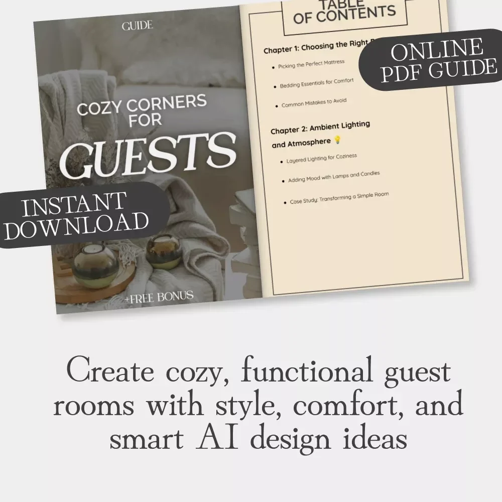 Cozy Corners for Guests | Guest Room Decor Guide | Digital Download for Airbnb Hosts, Home Stylists & Interior Enthusiasts | eBook on Comfort, Lighting, and Design with AI Prompts