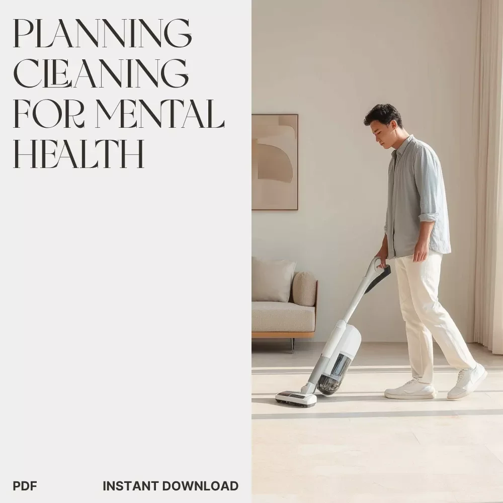 Planning Cleaning for Mental Health – Printable Checklist for Stress-Free Cleaning Routine | Digital Download Guide for Mindful Living & Self-Care