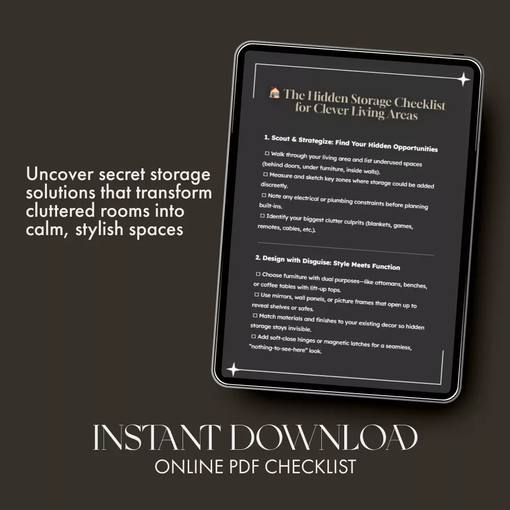 The Hidden Storage Checklist for Clever Living Areas | Digital Home Organization Guide | How to Create Hidden Storage in Living Areas