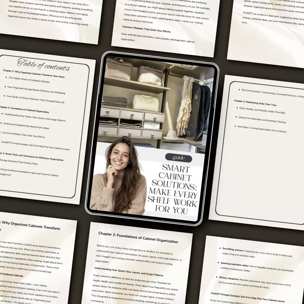 Smart Cabinet Solutions: Make Every Shelf Work for You | Digital Guide for How to Maintain Organized Cabinets, Home Decluttering, and Space Optimization
