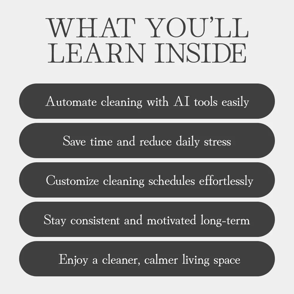 Smart Cleaning Plans | AI Cleaning Schedule Guide, Digital Cleaning Checklist & Automation eBook for Stress-Free Home Organization